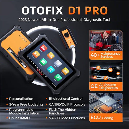 [UK/ EU Ship] OTOFIX D1 Pro Car Diagnostic Scanner Bi-directional Scan Tool OE Full Diagnoses, Auto Scan 2.0, Advanced ECU Coding,  40+ Services with 2 Years Free Update