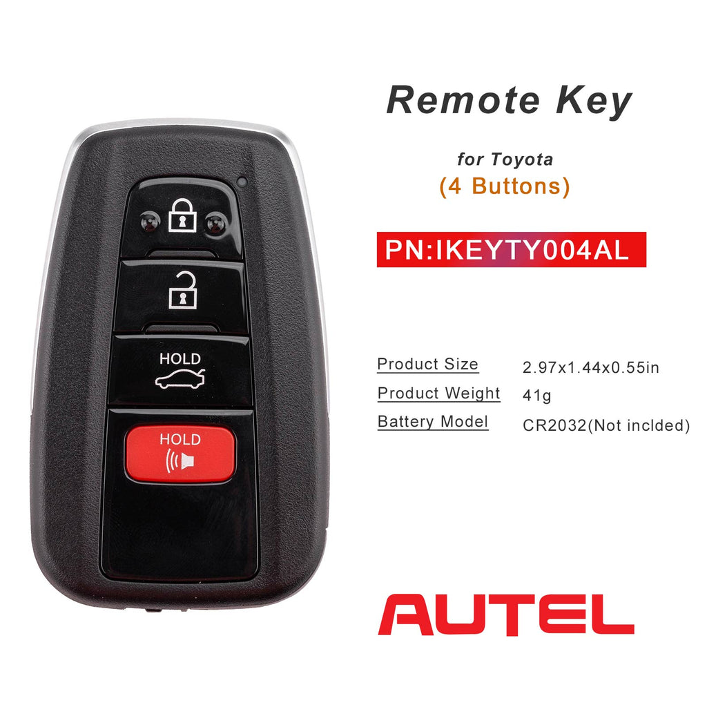[New Arrivals] AUTEL IKEYTY004AL Remote Key 4 Buttons for Toyota 4D&8A 1 PC/ 5 PCs/ 10 PCs - Automotive Diagnostic