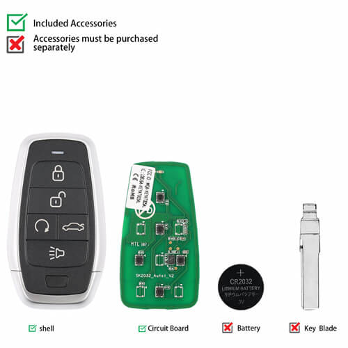 AUTEL IKEYAT005BL Independent 5 Buttons Universal Smart Key Remote