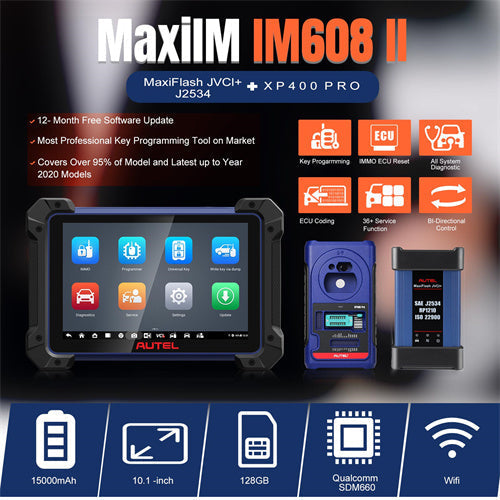 Autel MaxiIM IM608 (Pro) II Automotive Key Programming Tool plus IMKPA Accessories Kit, APB112 Key Simulator and G-Box2 Adapter Bundle