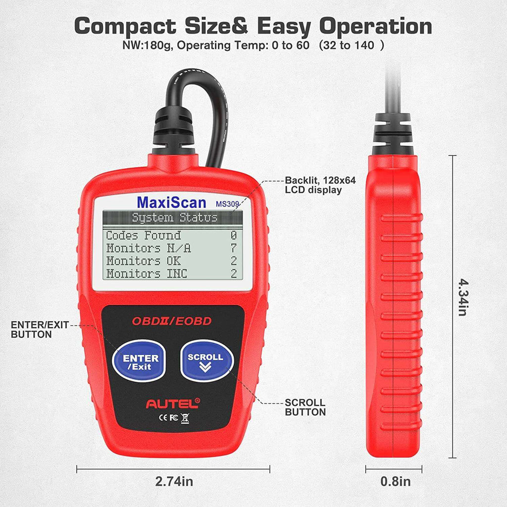 Maxiscan Code Reader Autel MaxiScan MS309 Universal OBD2 Scanner Check Engine Fault Code ...