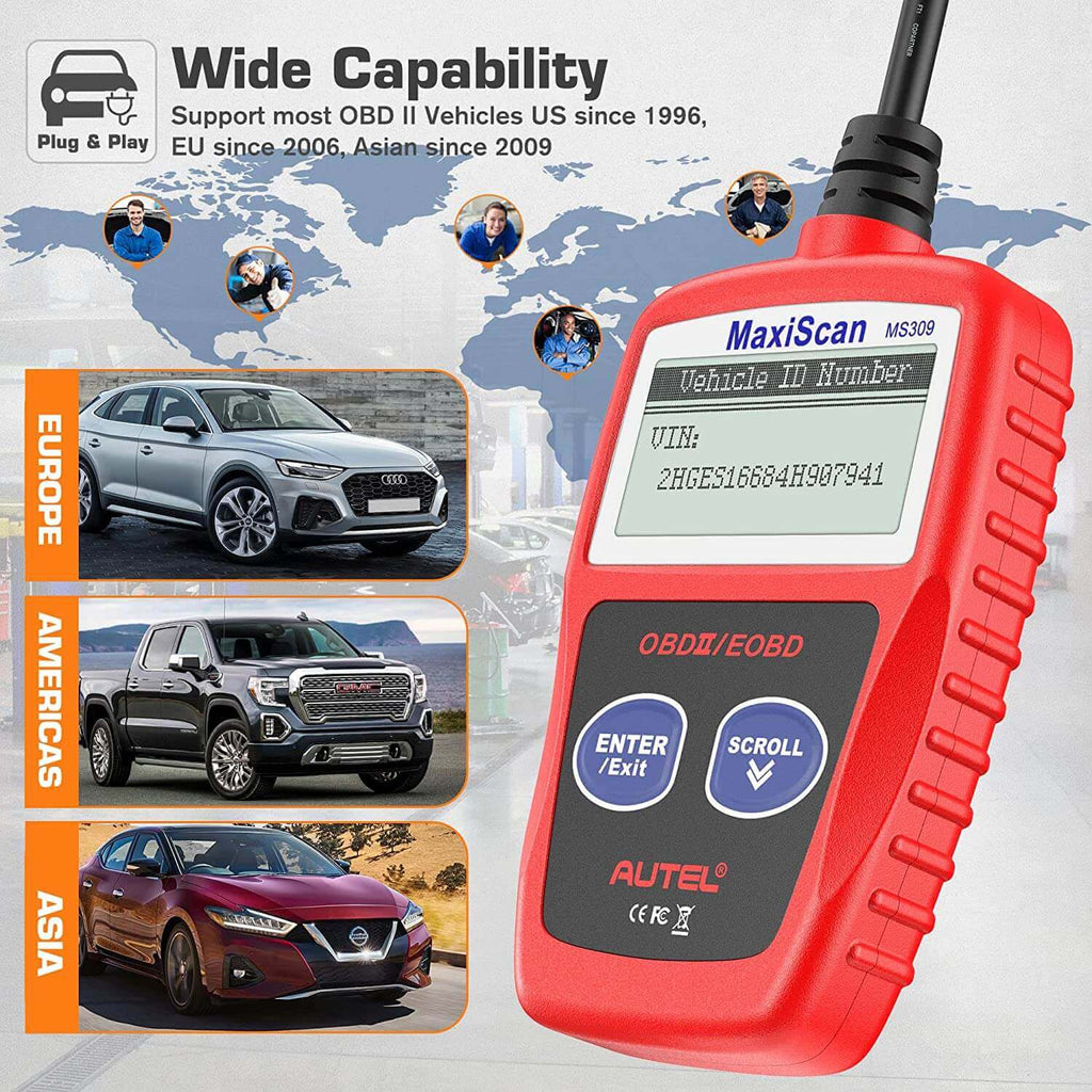 MS309 Universal OBD2 Scanner | Car Engine Fault Code Reader Diagnostic Scan Tool